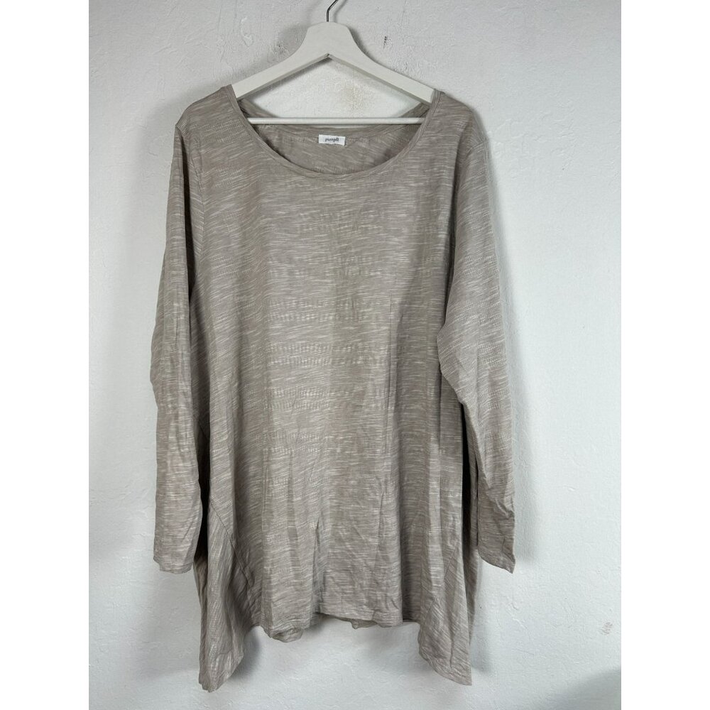 J.Jill Pure Jill Womens Beige Heather Long Sleeve Oversized Tunic Top Cotton